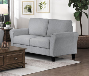English Elm Modern Ellery 58" Loveseat Dark Gray Textured Fabric Rounded Arms Welt Trim Transitional Seating Sofa B01156448