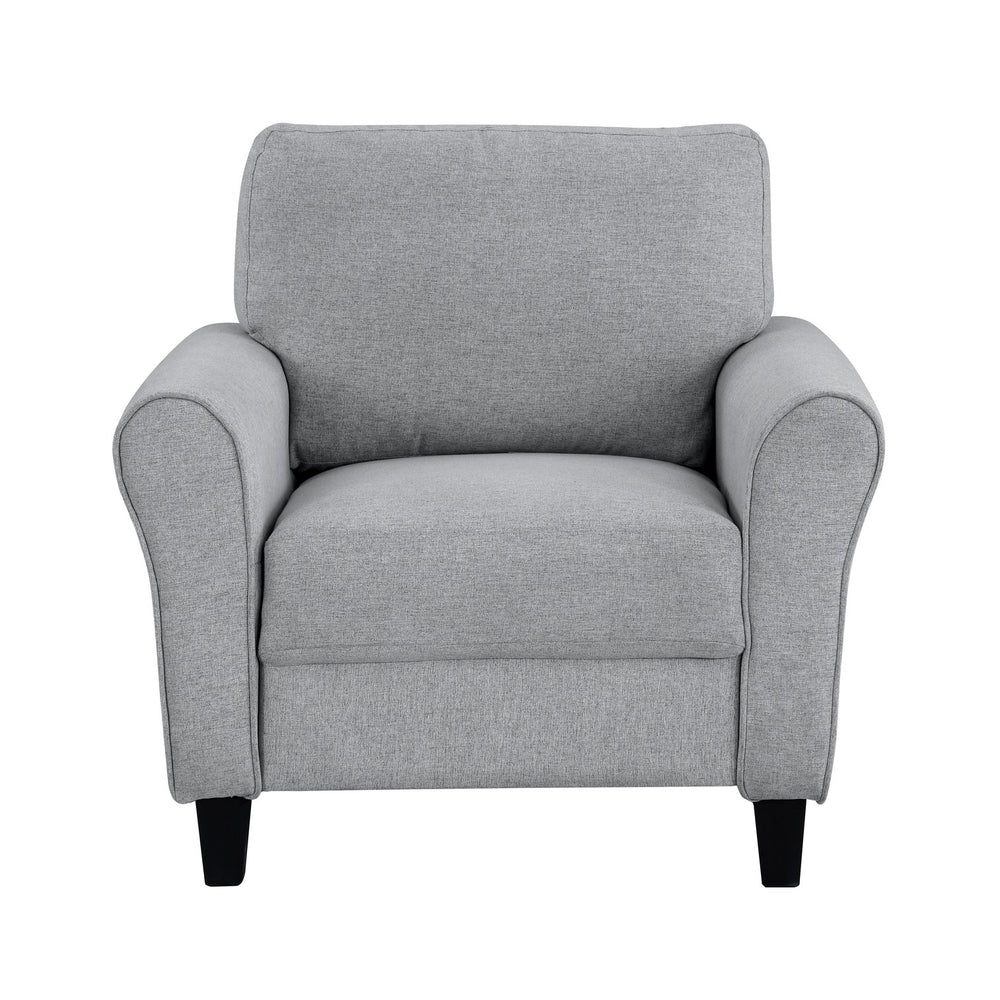 English Elm Modern Ellery Chair Dark Gray Textured Upholstery Rounded Arms Welt Trim Transitional Accent Seat B01156447