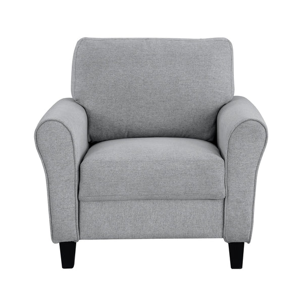 English Elm Modern Ellery Chair Dark Gray Textured Upholstery Rounded Arms Welt Trim Transitional Accent Seat B01156447