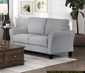 English Elm Modern Ellery 58" Loveseat Dark Gray Textured Fabric Rounded Arms Welt Trim Transitional Seating Sofa B01156448