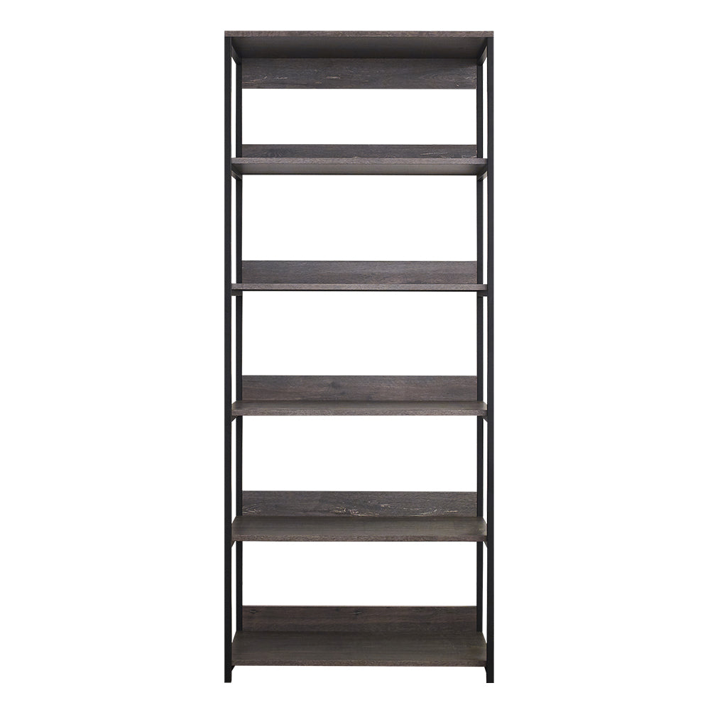 English Elm Monica Rustic Gray Wood And Metal Walk-In Closet With Five Deep Shelves For Stylish Storage Solutions B040S00025