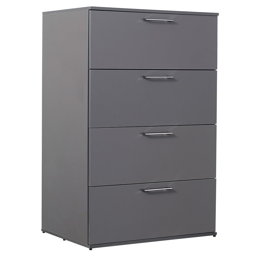 English Elm Bliss Glossy Four-Drawer Jumbo Chest with Full Extension Slides, Water & Scratch Resistant Elegance Dark Gray B040S00003