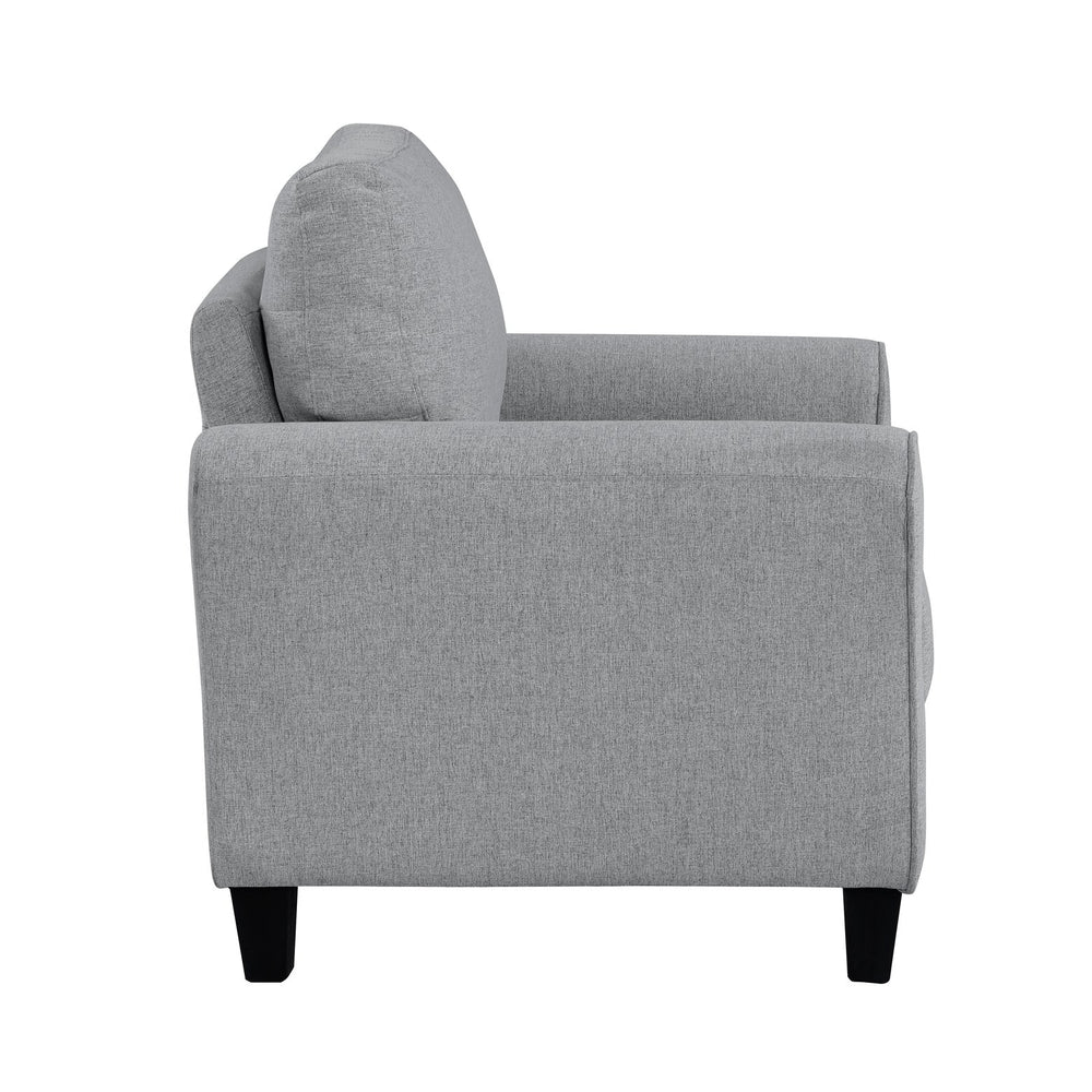 English Elm Modern Ellery Chair Dark Gray Textured Upholstery Rounded Arms Welt Trim Transitional Accent Seat B01156447