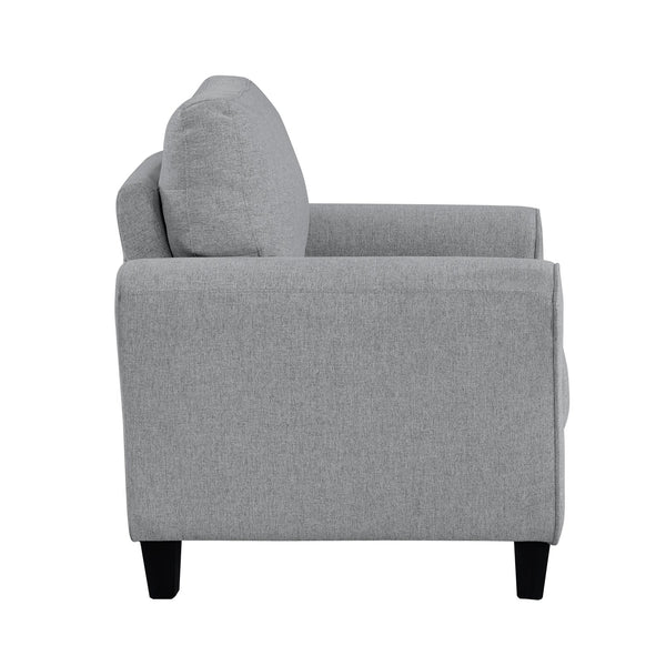 English Elm Modern Ellery Chair Dark Gray Textured Upholstery Rounded Arms Welt Trim Transitional Accent Seat B01156447