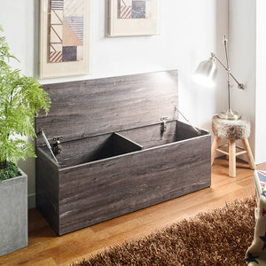 English Elm Dean Farmhouse Storage Bench Rustic Gray — Water, Heat, Stain & Scratch Resistant Solid Wood Seat, Eco-Friendly B04052630