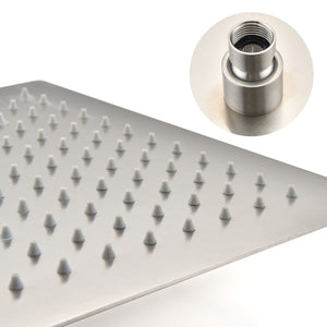 English Elm 12" Square Stainless Steel Rain Shower System Wall Mount with Air Infusion Spa Flow W127264824