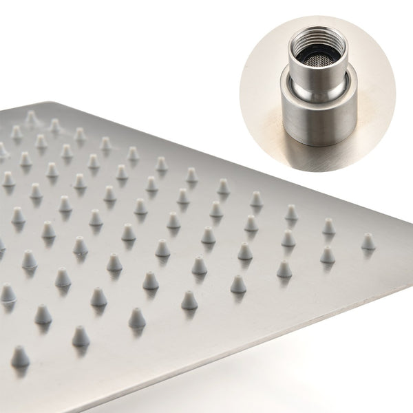 English Elm 12" Square Stainless Steel Rain Shower System Wall Mount with Air Infusion Spa Flow W127264824