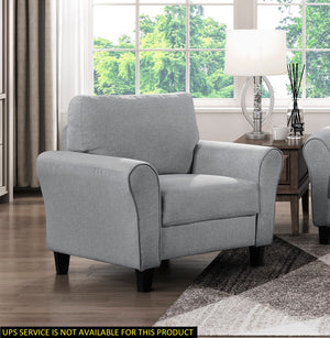 English Elm Modern Ellery Chair Dark Gray Textured Upholstery Rounded Arms Welt Trim Transitional Accent Seat B01156447