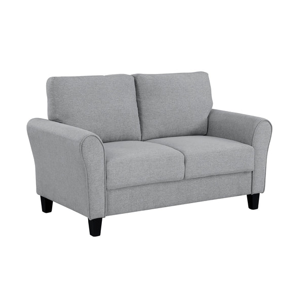English Elm Modern Ellery 58" Loveseat Dark Gray Textured Fabric Rounded Arms Welt Trim Transitional Seating Sofa B01156448