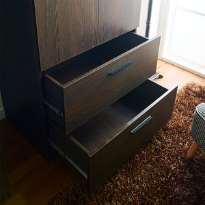 English Elm Brook Two-Door Wood Closet Dark Brown — Deep Storage, Water/Scratch Resistant, Eco E0, Made in Korea B040S00006