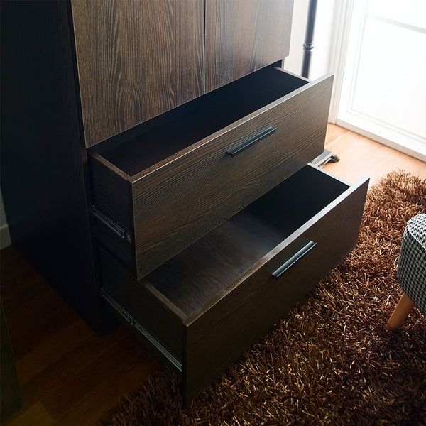 English Elm Brook Two-Door Wood Closet Dark Brown — Deep Storage, Water/Scratch Resistant, Eco E0, Made in Korea B040S00006