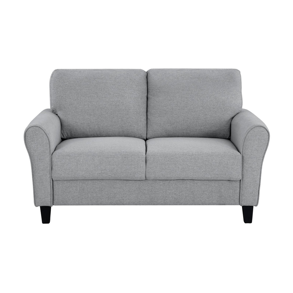 English Elm Modern Ellery 58" Loveseat Dark Gray Textured Fabric Rounded Arms Welt Trim Transitional Seating Sofa B01156448