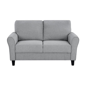 English Elm Modern Ellery 58" Loveseat Dark Gray Textured Fabric Rounded Arms Welt Trim Transitional Seating Sofa B01156448