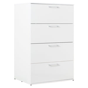 English Elm Bliss Glossy Four-Drawer Jumbo Chest with Full Extension Slides, Water & Scratch Resistant Elegance White B040S00004