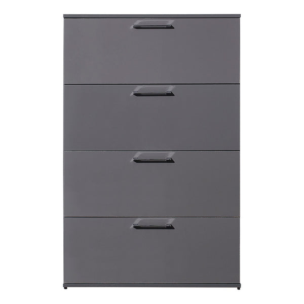 English Elm Bliss Glossy Four-Drawer Jumbo Chest with Full Extension Slides, Water & Scratch Resistant Elegance Dark Gray B040S00003