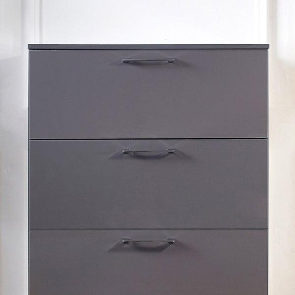 English Elm Bliss Glossy Four-Drawer Jumbo Chest with Full Extension Slides, Water & Scratch Resistant Elegance Dark Gray B040S00003