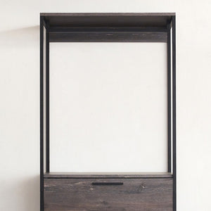 English Elm Monica Modular Closet System with Metal Frame Three Drawers Open Shelf Rustic Gray B040S00174