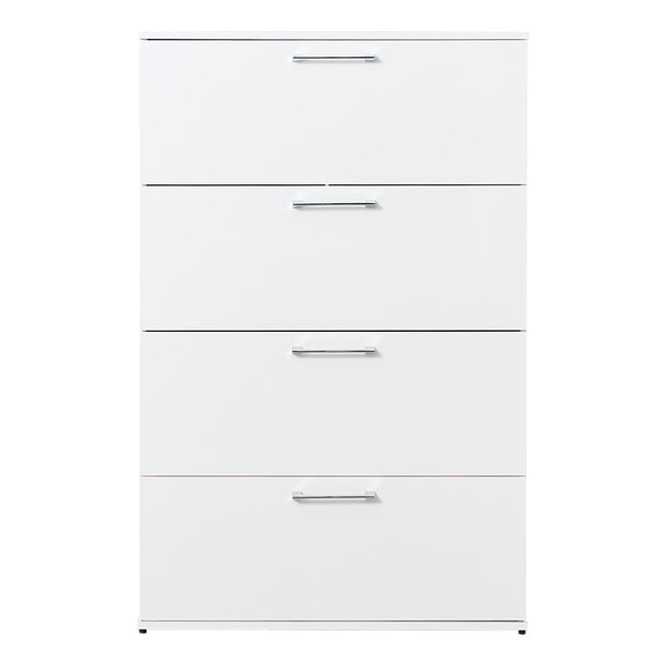 English Elm Bliss Glossy Four-Drawer Jumbo Chest with Full Extension Slides, Water & Scratch Resistant Elegance White B040S00004