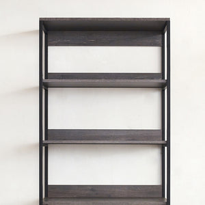 English Elm Monica Rustic Gray Wood And Metal Walk-In Closet With Five Deep Shelves For Stylish Storage Solutions B040S00025