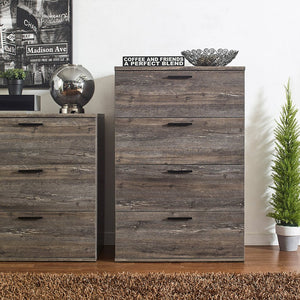 English Elm Oliver Farmhouse Four-Drawer Jumbo Chest with Durable Scratch & Water Resistant Solid Wood Finish Gray B040S00029