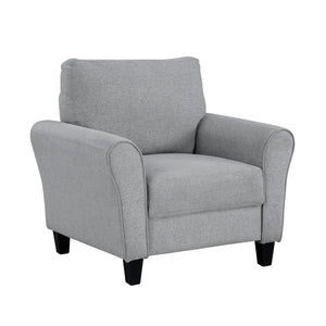 English Elm Modern Ellery Chair Dark Gray Textured Upholstery Rounded Arms Welt Trim Transitional Accent Seat B01156447
