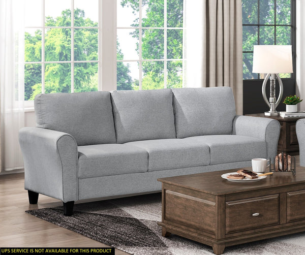 English Elm Modern Dark Gray Textured Sofa with Rounded Arms and Welt Trim, 80.5" Transitional Upholstered Seating B01146750
