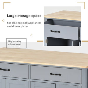 English Elm Kitchen Island Cart Solid Wood Top Farmhouse Style with Locking Casters and Spice Rack Blue WF286911AAG