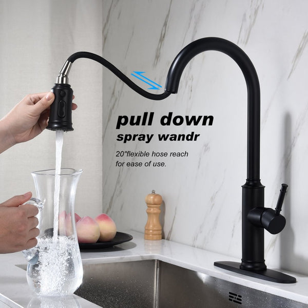 English Elm Kitchen High Arc Pull Out Faucet with 360 Degree Swivel Single Handle Sprayer W127263122