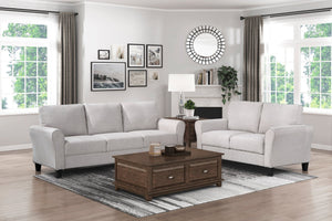 English Elm Modern Ellery Sand Textured Upholstered Loveseat with Welt Trim, Rounded Arms — Versatile 58" Sofa B01156549