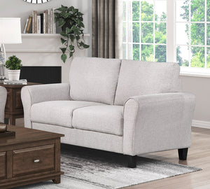 English Elm Modern Ellery Sand Textured Upholstered Loveseat with Welt Trim, Rounded Arms — Versatile 58" Sofa B01156549