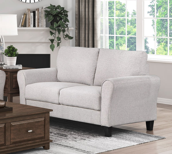 English Elm Modern Ellery Sand Textured Upholstered Loveseat with Welt Trim, Rounded Arms — Versatile 58" Sofa B01156549