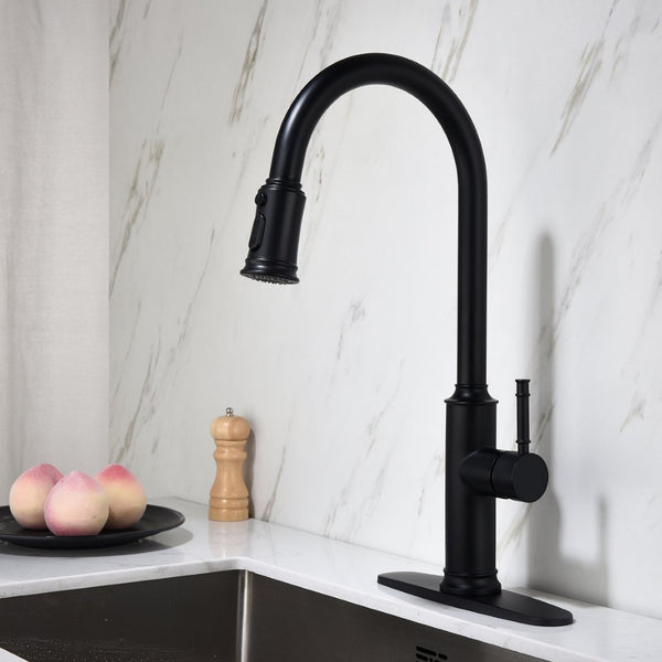 English Elm Kitchen High Arc Pull Out Faucet with 360 Degree Swivel Single Handle Sprayer W127263122