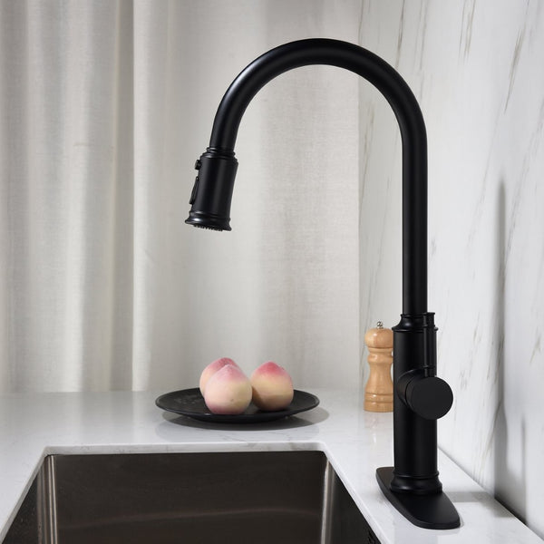 English Elm Kitchen High Arc Pull Out Faucet with 360 Degree Swivel Single Handle Sprayer W127263122