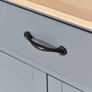 English Elm Kitchen Island Cart Solid Wood Top Farmhouse Style with Locking Casters and Spice Rack Blue WF286911AAG