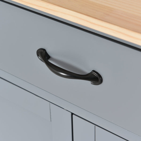 English Elm Kitchen Island Cart Solid Wood Top Farmhouse Style with Locking Casters and Spice Rack Blue WF286911AAG
