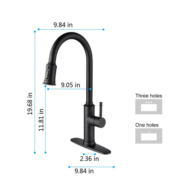 English Elm Kitchen High Arc Pull Out Faucet with 360 Degree Swivel Single Handle Sprayer W127263122