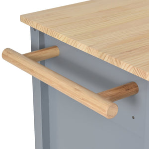 English Elm Kitchen Island Cart Solid Wood Top Farmhouse Style with Locking Casters and Spice Rack Blue WF286911AAG