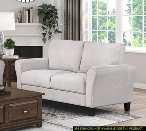 English Elm Modern Ellery Sand Textured Upholstered Loveseat with Welt Trim, Rounded Arms — Versatile 58" Sofa B01156549
