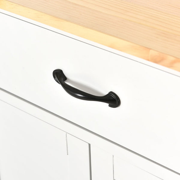 English Elm Kitchen Island Cart Solid Wood Top Farmhouse Style with Locking Casters and Spice Rack White WF286911AAW