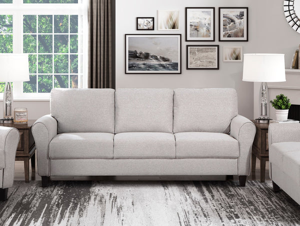 English Elm Modern Ellery Sand Textured Fabric Sofa with Welt Trim, Rounded Arms, 80.5" Transitional Charm and Neutral Appeal B01156550