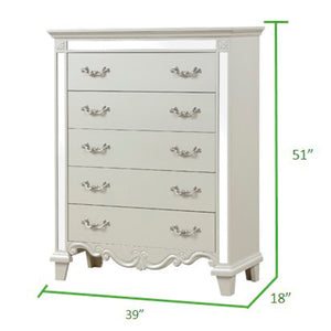 English Elm Milan White Mirror-Trimmmed Chest of Drawers — Romantic-Era Elegance, Luxury Finish & Dazzling Detail B00956628