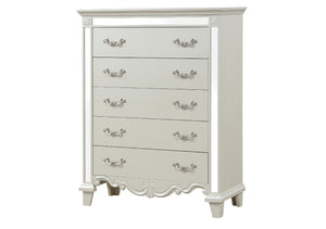 English Elm Milan White Mirror-Trimmmed Chest of Drawers — Romantic-Era Elegance, Luxury Finish & Dazzling Detail B00956628