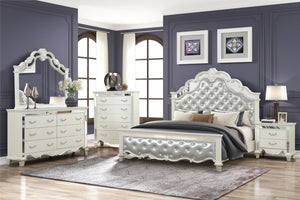 English Elm Milan White Mirror-Trimmmed Chest of Drawers — Romantic-Era Elegance, Luxury Finish & Dazzling Detail B00956628