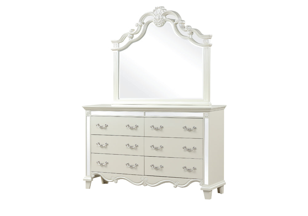 English Elm Milan Solid & Engineered Wood Dresser with Metal Handles, Smooth Ball-Bearing Drawers, White Finish B00956630