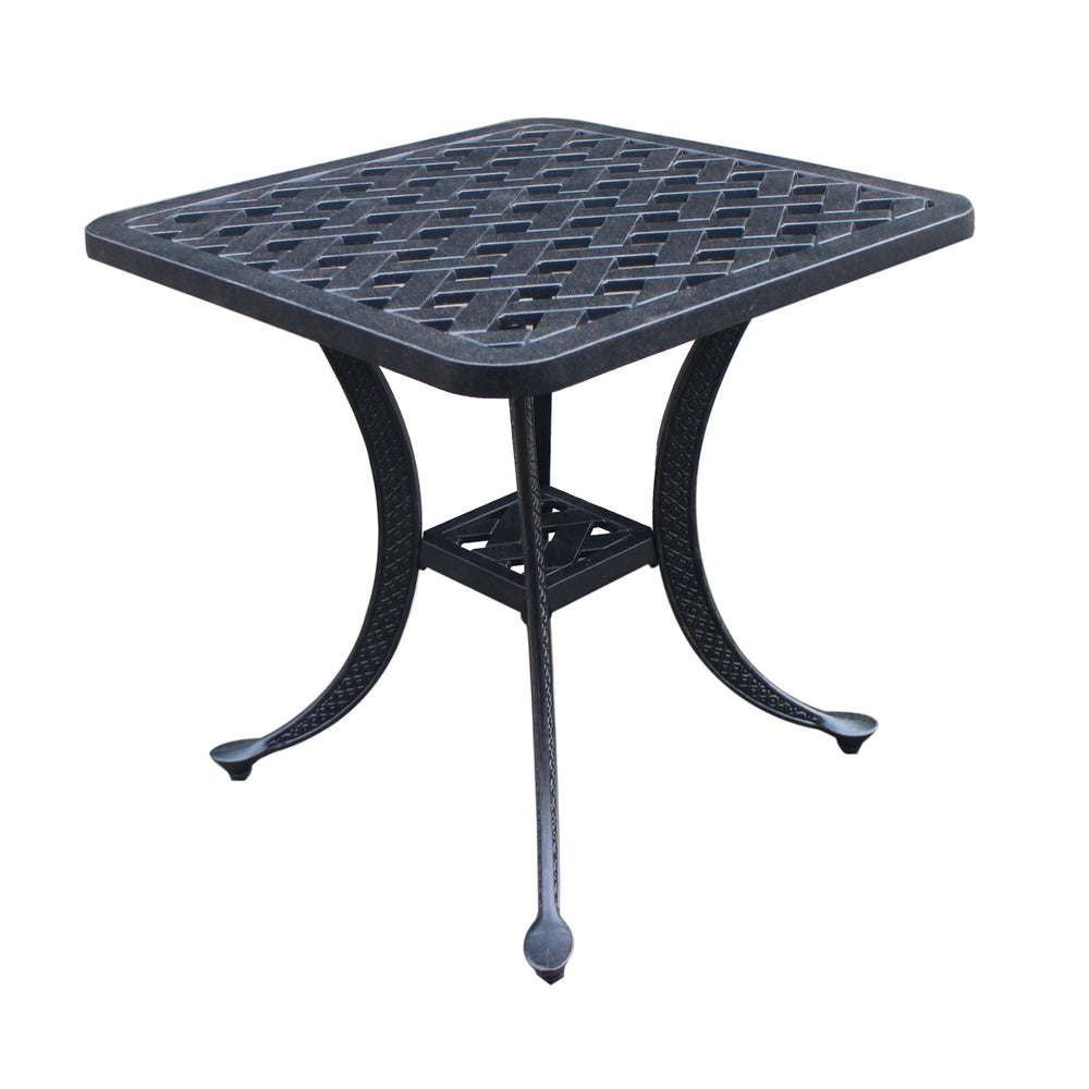 English Elm End Table Dark Lava Bronze Cast Aluminum Outdoor Side Table Weather-Resistant Patio Accent, 22" ABQ-AHF-LD1031E
