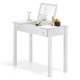 Hearth and Haven Accent White Vanity Table with Flip-Top Mirror and 2 Drawers, Jewelry Storage For Women Dressing W76056865