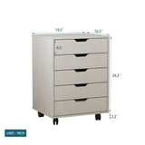 Hearth and Haven The Filing Cabinet Has Five Drawers, a Small Rolling Filing Cabinet, a Printer Rack, An Office Locker, and An Office Pulley Movable Filing Cabinet White Gray W67943149