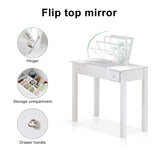 Hearth and Haven Accent White Vanity Table with Flip-Top Mirror and 2 Drawers, Jewelry Storage For Women Dressing W76056865