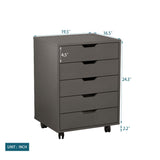 Hearth and Haven The Filing Cabinet Has Five Drawers, a Small Rolling Filing Cabinet, a Printer Rack, An Office Locker, and An Office Pulley Movable Filing Cabinet Dark Gray W67943150