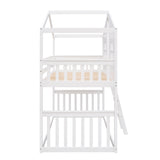 Hearth and Haven Franky Twin over Twin House Bunk Bed with Ladder, White LT000184AAK